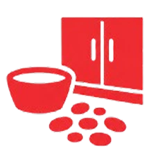 Droppings near food, walls, or cabinets